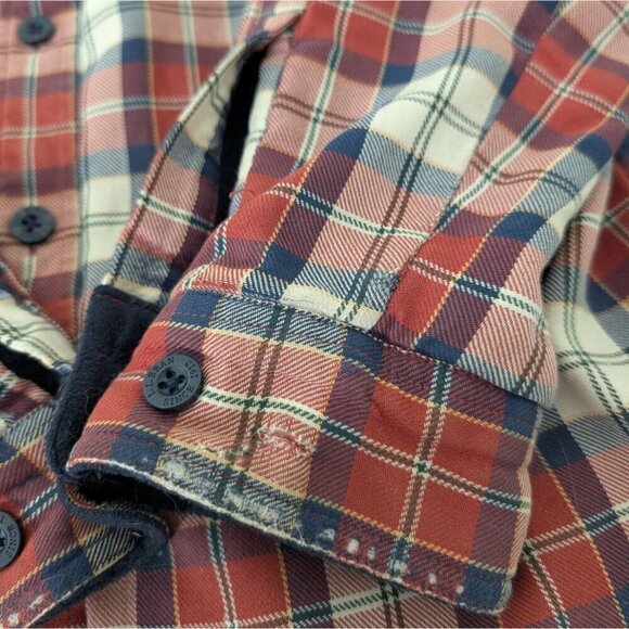 LL Bean Shacket Mens Size Medium Blue Cotton Plaid Fleece Lined Traditional Fit - Picture 10 of 13